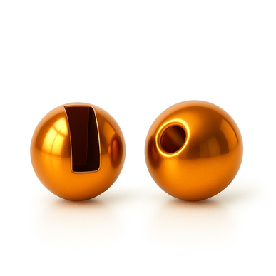 Slotted Tungsten Beads Metallic Orange
