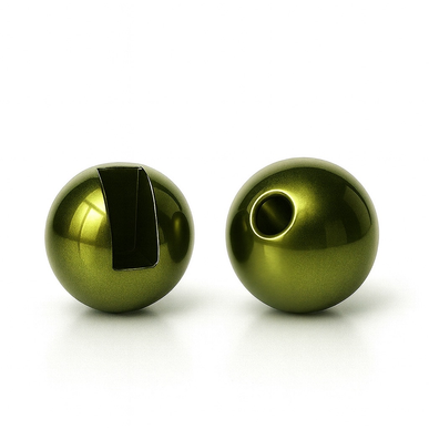 Slotted Tungsten Beads Metallic Olive